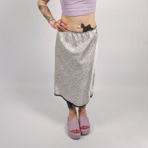 90s Cheetah Print Skirt (L) large black white vintage midi polka dot chic diva
